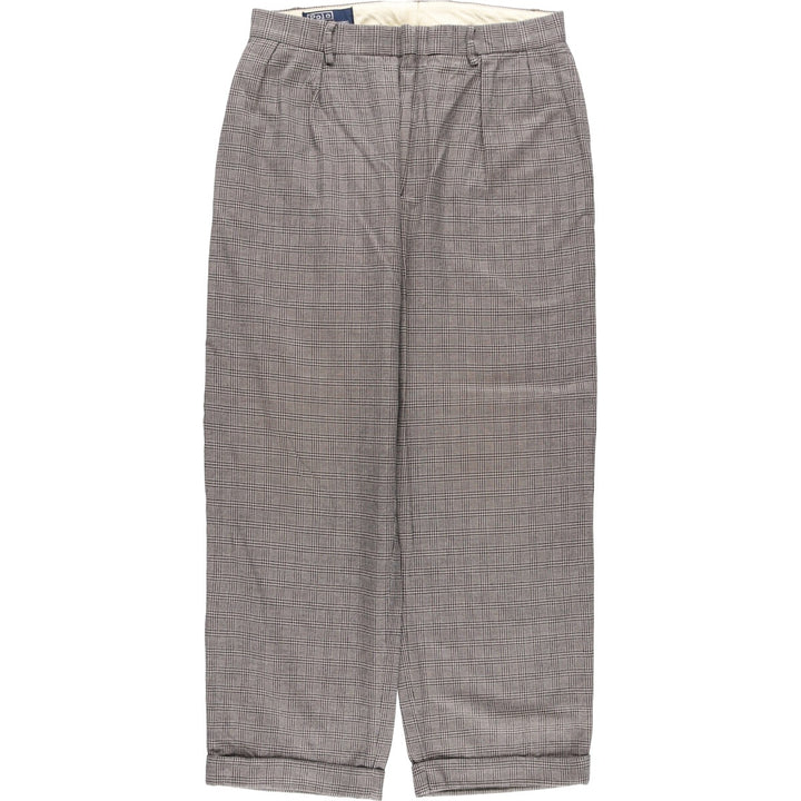 Ralph Lauren POLO by Ralph Lauren Glen Plaid Two-Pleated Wool Pants, Men's Size W31 wool navy blue type Vintage Second Hand