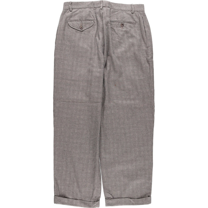 Ralph Lauren POLO by Ralph Lauren Glen Plaid Two-Pleated Wool Pants, Men's Size W31 wool navy blue type Vintage Second Hand