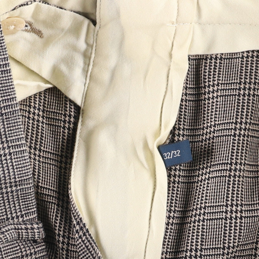 Ralph Lauren POLO by Ralph Lauren Glen Plaid Two-Pleated Wool Pants, Men's Size W31 wool navy blue type Vintage Second Hand