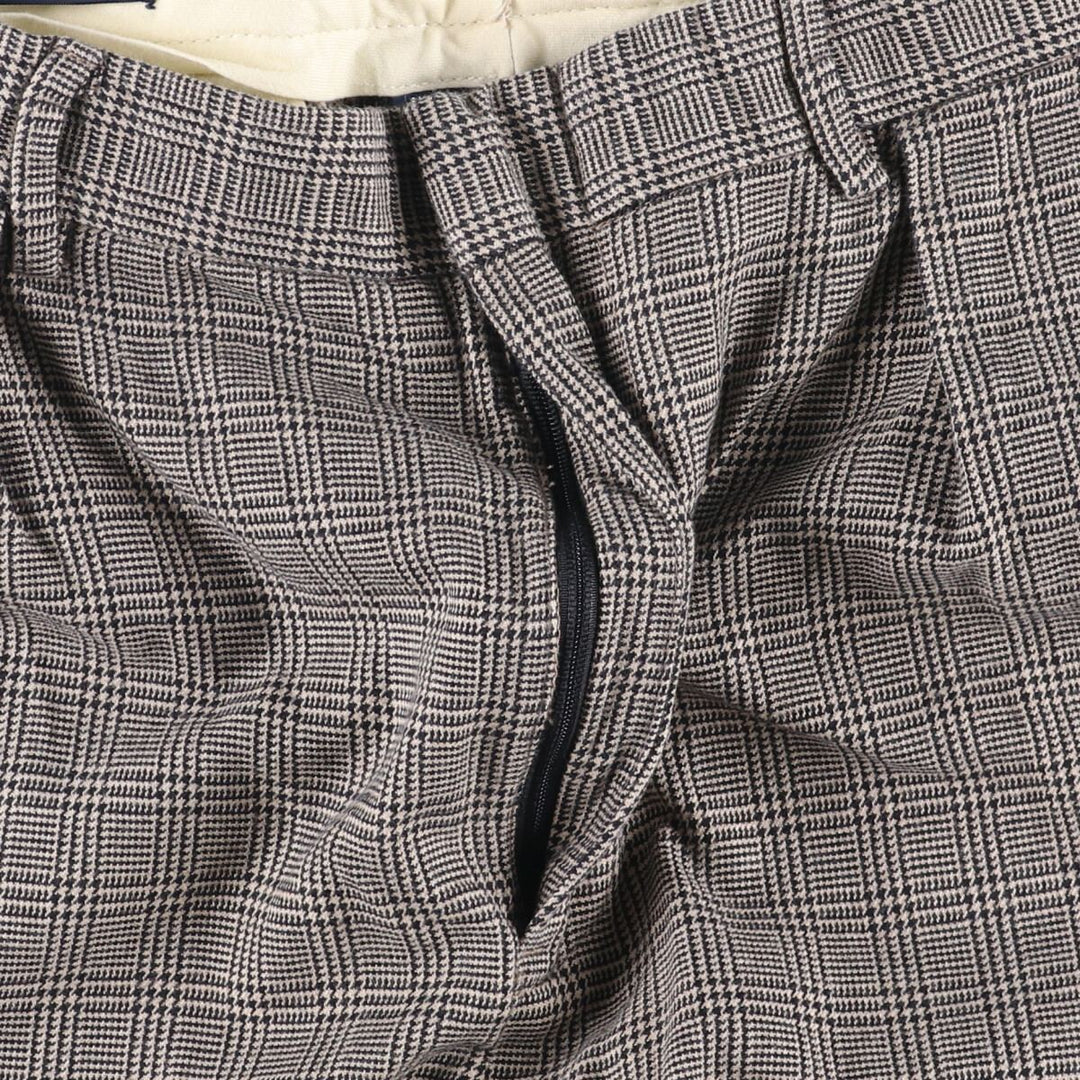 Ralph Lauren POLO by Ralph Lauren Glen Plaid Two-Pleated Wool Pants, Men's Size W31 wool navy blue type Vintage Second Hand