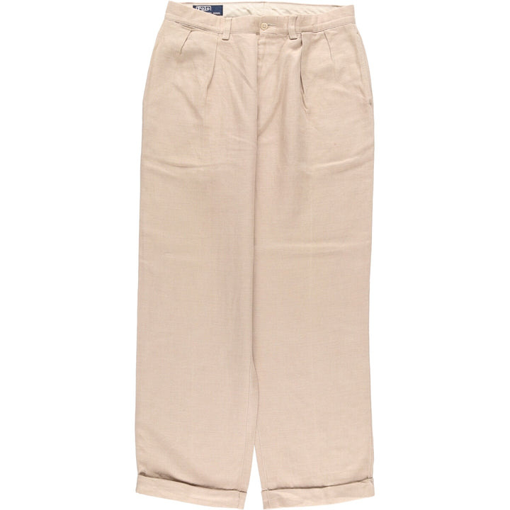 Ralph Lauren POLO by Ralph Lauren Men's Two-Pleated Cotton Slacks, Size W33 cotton Beige type Vintage Second Hand