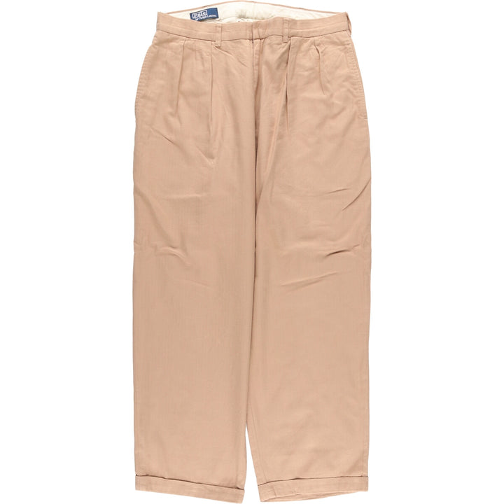 Ralph Lauren POLO by Ralph Lauren Two-pleat cotton slacks pants for men, size W32 cotton Beige type Vintage Second Hand