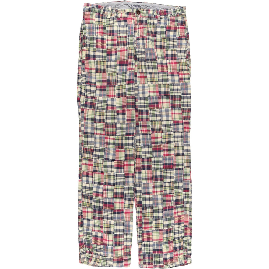 J.Crew Check Pattern Patchwork Cotton Slacks, Men's, Size W34, Vintage cotton multicolor Vintage Second Hand