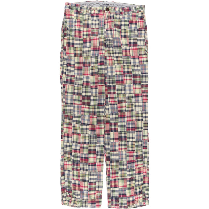 J.Crew Check Pattern Patchwork Cotton Slacks, Men's, Size W34, Vintage cotton multicolor Vintage Second Hand