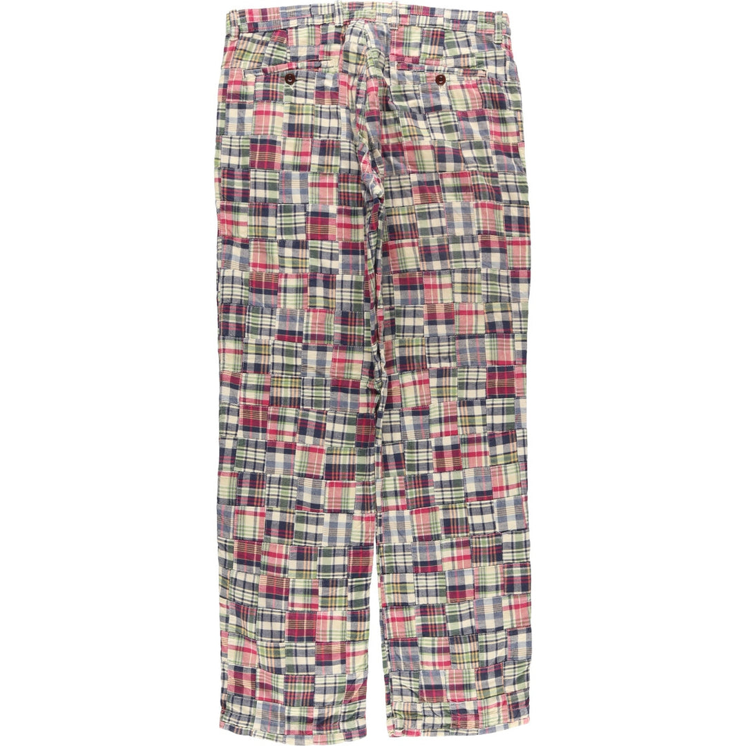 J.Crew Check Pattern Patchwork Cotton Slacks, Men's, Size W34, Vintage cotton multicolor Vintage Second Hand