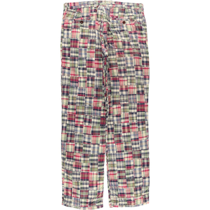 J.Crew Check Pattern Patchwork Cotton Slacks, Men's, Size W34, Vintage cotton multicolor Vintage Second Hand