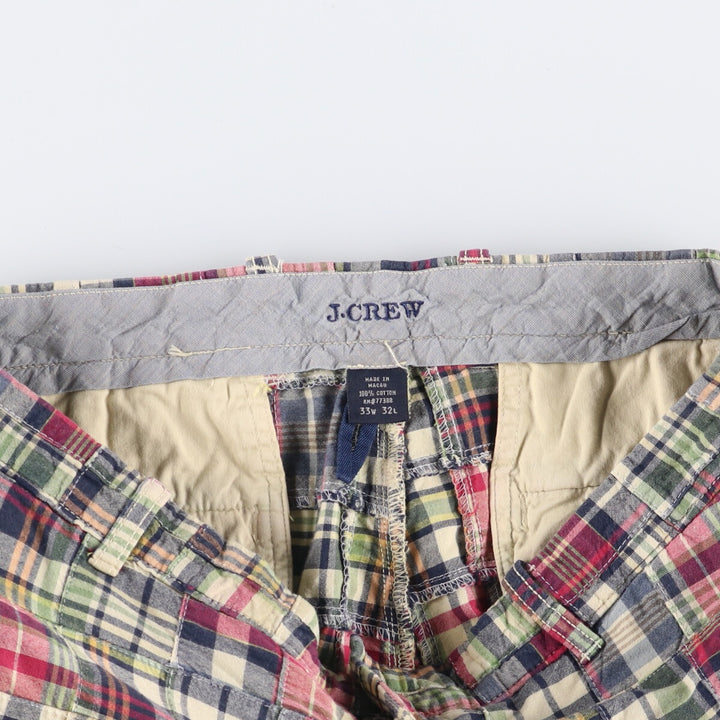 J.Crew Check Pattern Patchwork Cotton Slacks, Men's, Size W34, Vintage cotton multicolor Vintage Second Hand