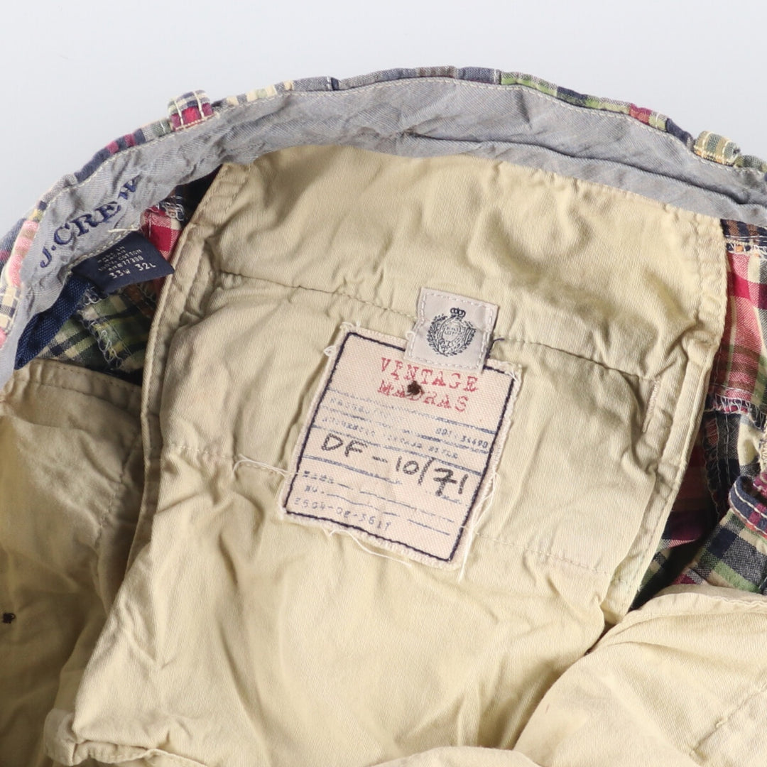 J.Crew Check Pattern Patchwork Cotton Slacks, Men's, Size W34, Vintage cotton multicolor Vintage Second Hand