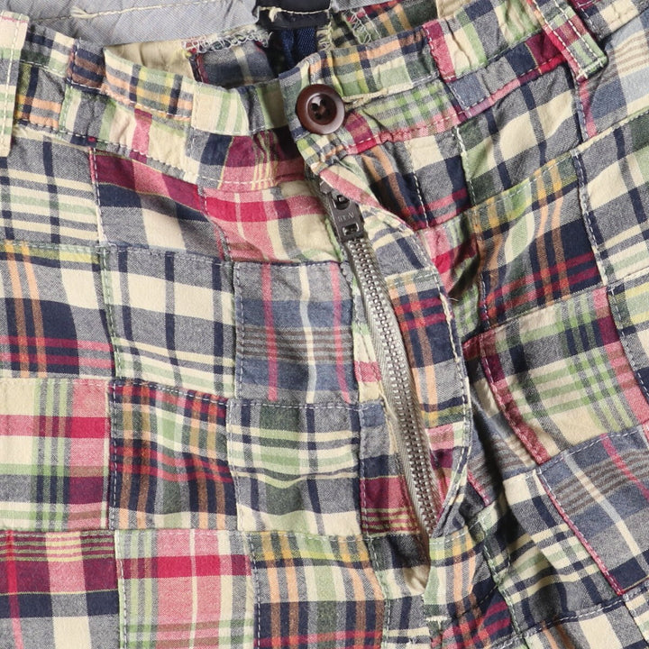 J.Crew Check Pattern Patchwork Cotton Slacks, Men's, Size W34, Vintage cotton multicolor Vintage Second Hand