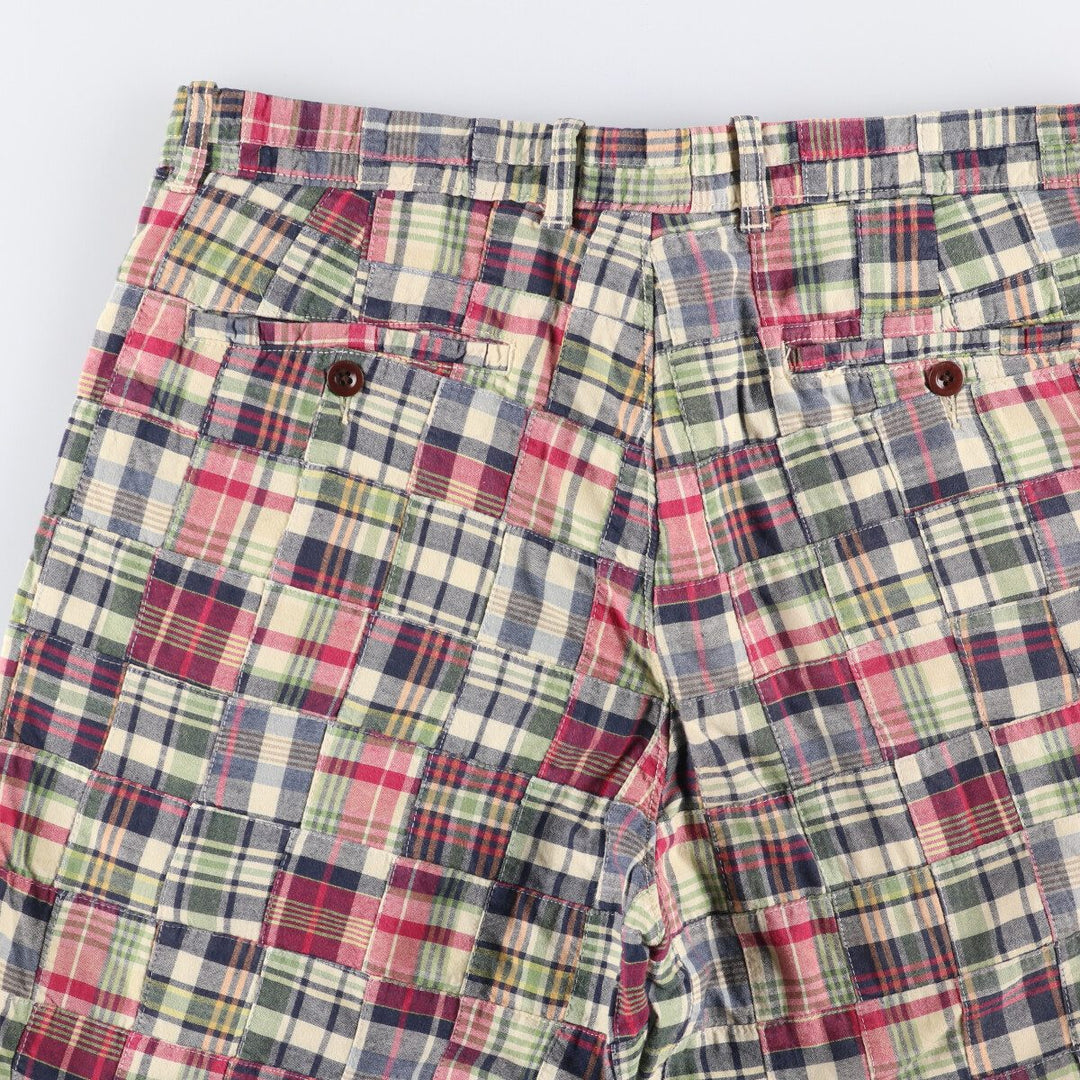 J.Crew Check Pattern Patchwork Cotton Slacks, Men's, Size W34, Vintage cotton multicolor Vintage Second Hand