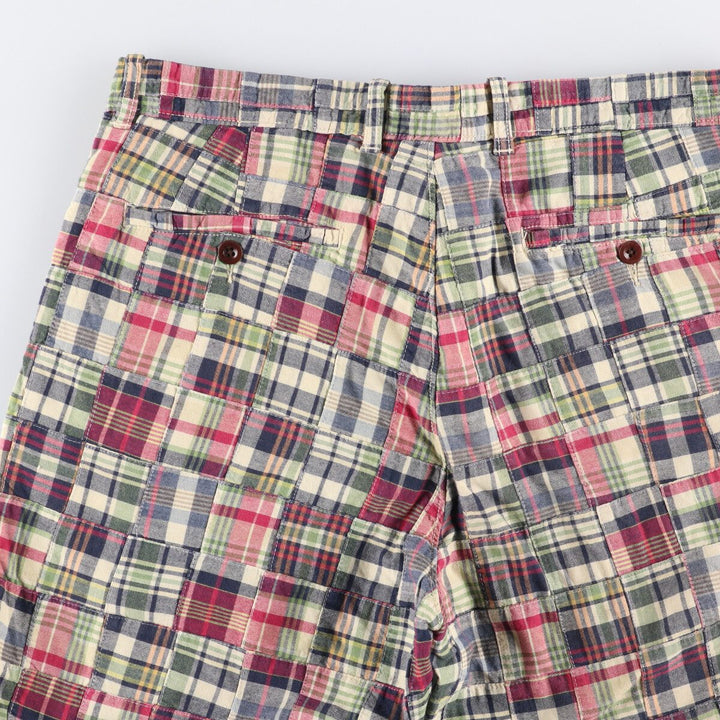 J.Crew Check Pattern Patchwork Cotton Slacks, Men's, Size W34, Vintage cotton multicolor Vintage Second Hand