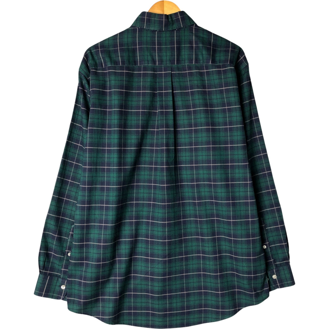 Brooks Brothers Est.1818 Long Sleeve Button-Down Check Shirt, Men's Size L Supima Cotton Green type dark green Vintage Second Hand
