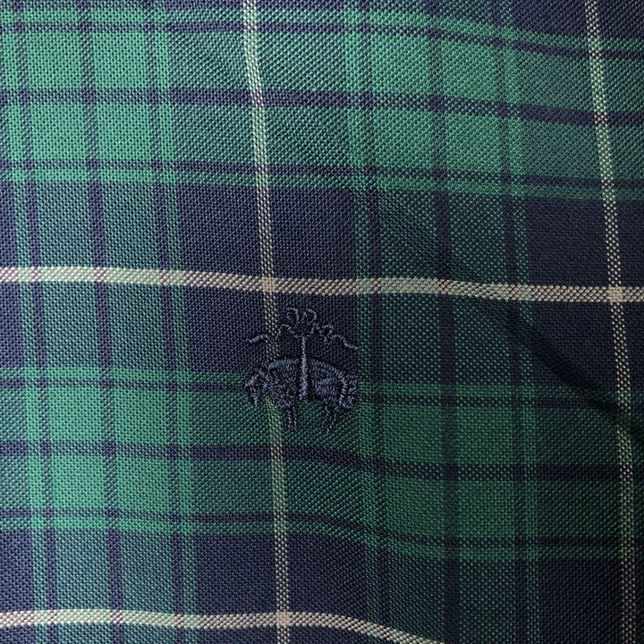 Brooks Brothers Est.1818 Long Sleeve Button-Down Check Shirt, Men's Size L Supima Cotton Green type dark green Vintage Second Hand
