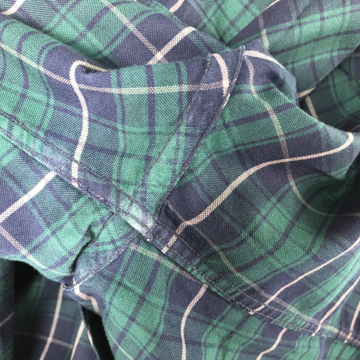 Brooks Brothers Est.1818 Long Sleeve Button-Down Check Shirt, Men's Size L Supima Cotton Green type dark green Vintage Second Hand
