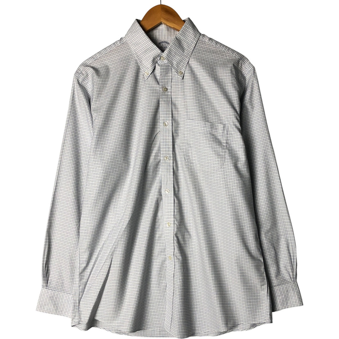 Brooks Brothers Est. 1818 Regent Fit Long Sleeve Button-Down Check Shirt, Men's Size L Supima Cotton white type Vintage Second Hand