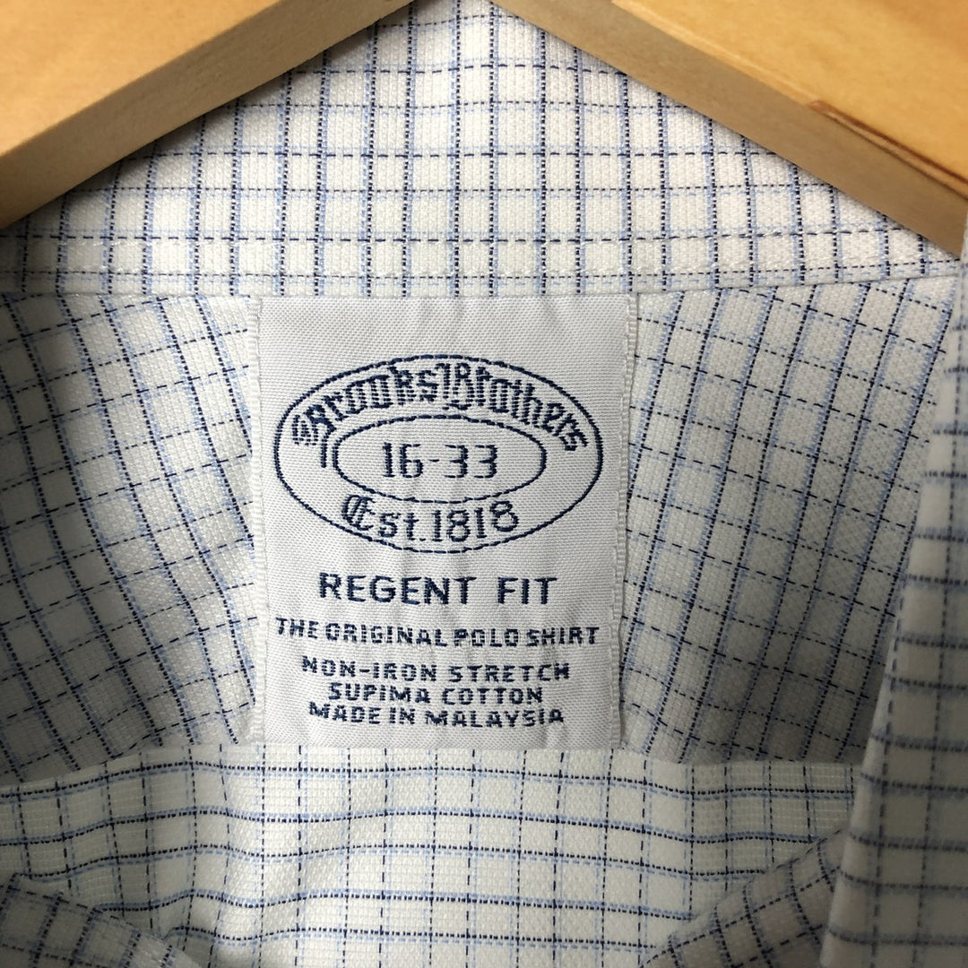 Brooks Brothers Est. 1818 Regent Fit Long Sleeve Button-Down Check Shirt, Men's Size L Supima Cotton white type Vintage Second Hand