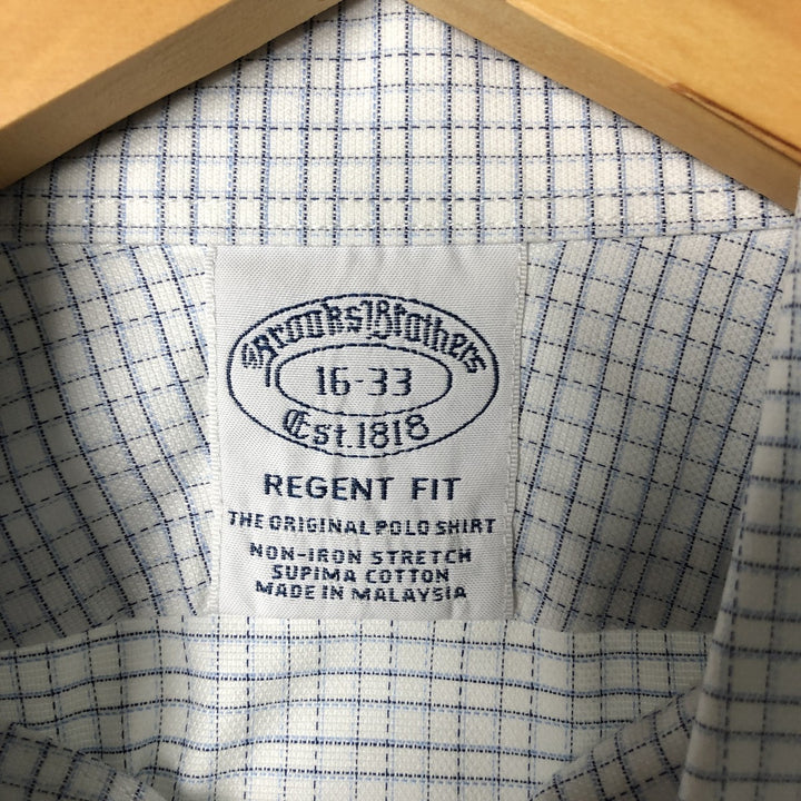 Brooks Brothers Est. 1818 Regent Fit Long Sleeve Button-Down Check Shirt, Men's Size L Supima Cotton white type Vintage Second Hand