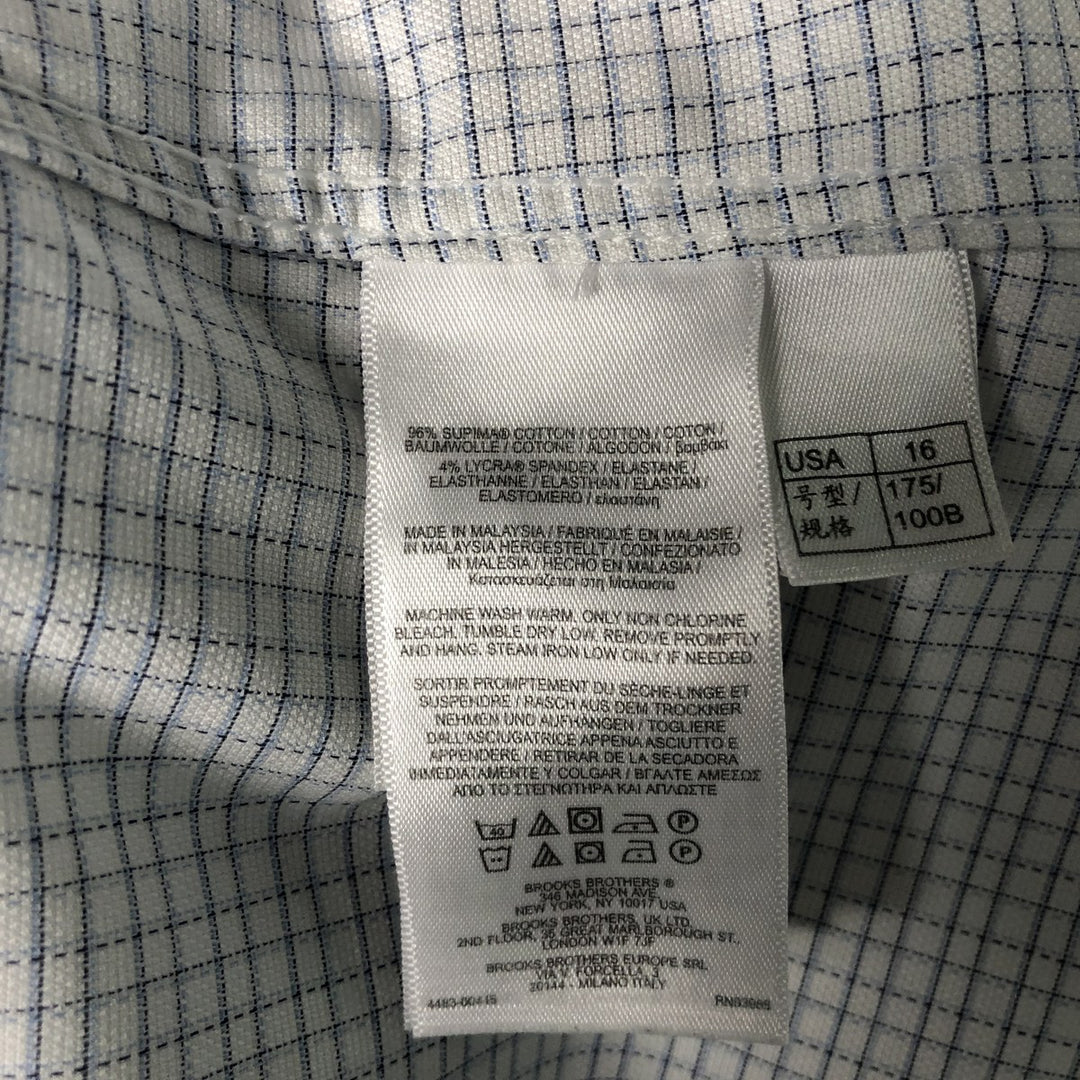 Brooks Brothers Est. 1818 Regent Fit Long Sleeve Button-Down Check Shirt, Men's Size L Supima Cotton white type Vintage Second Hand