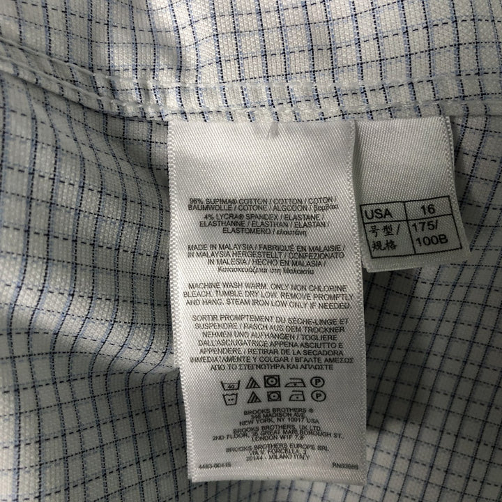 Brooks Brothers Est. 1818 Regent Fit Long Sleeve Button-Down Check Shirt, Men's Size L Supima Cotton white type Vintage Second Hand