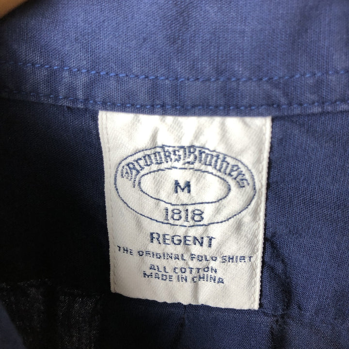 Brooks Brothers 1818 Long Sleeve Button-Down Cotton Shirt, Men's Size Medium cotton navy blue type Vintage Second Hand