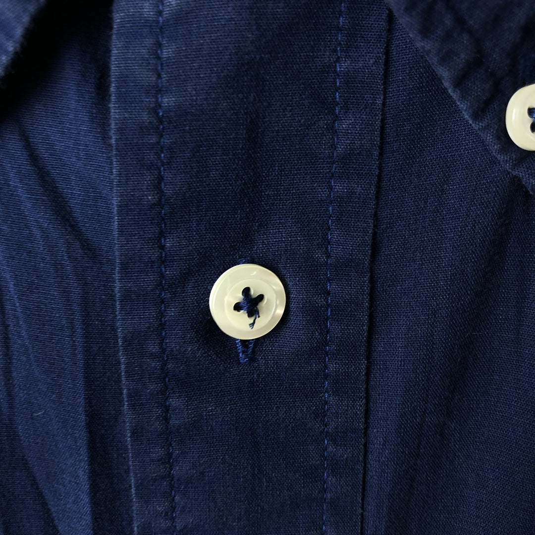 Brooks Brothers 1818 Long Sleeve Button-Down Cotton Shirt, Men's Size Medium cotton navy blue type Vintage Second Hand