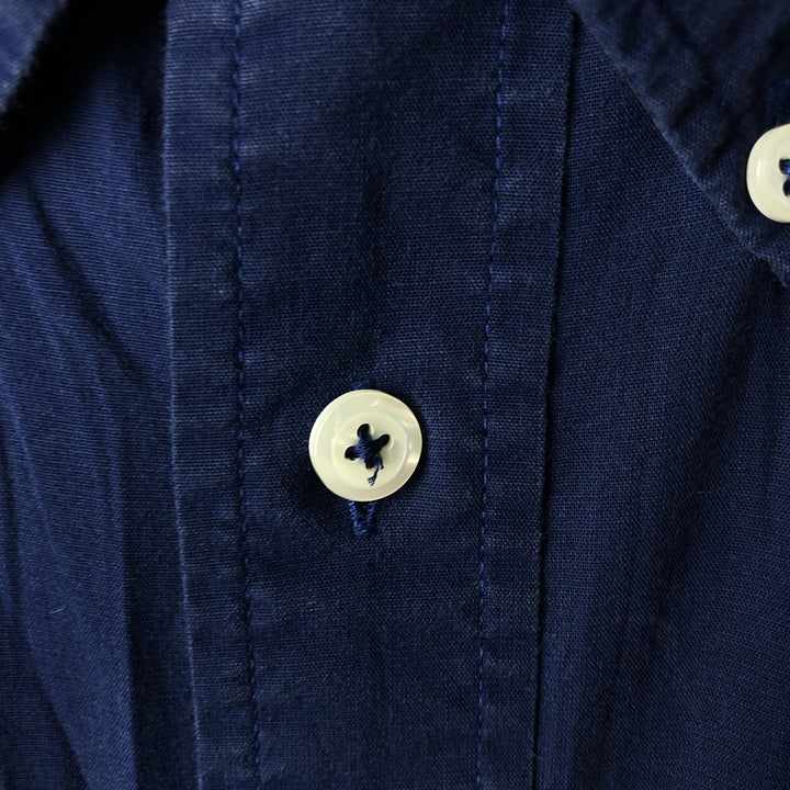 Brooks Brothers 1818 Long Sleeve Button-Down Cotton Shirt, Men's Size Medium cotton navy blue type Vintage Second Hand