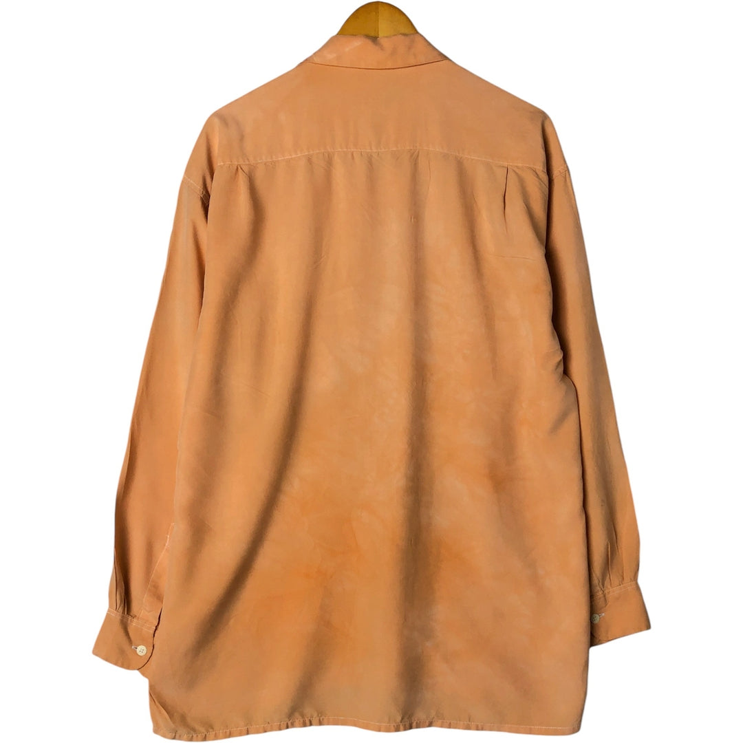 90s-00'S Vintage PALIO Long Sleeve Open Collar Silk Shirt, Boxy, Men's Size L silk orange type Vintage Second Hand