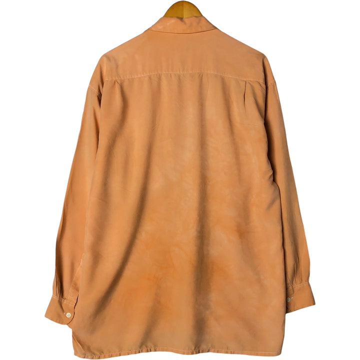 90s-00'S Vintage PALIO Long Sleeve Open Collar Silk Shirt, Boxy, Men's Size L silk orange type Vintage Second Hand
