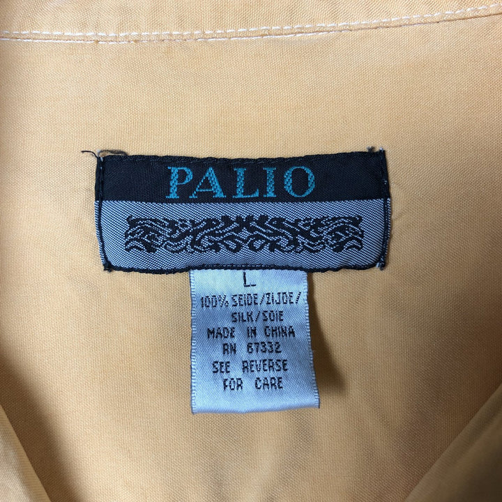 90s-00'S Vintage PALIO Long Sleeve Open Collar Silk Shirt, Boxy, Men's Size L silk orange type Vintage Second Hand