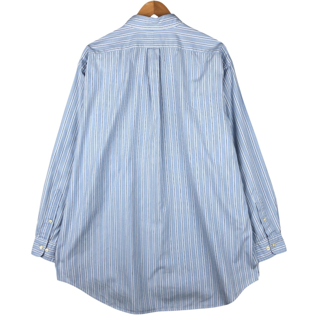 Ralph Lauren YARMOUTH Multi-stripe Long Sleeve Button-down Striped Shirt Men's XL cotton Blue type light blue Vintage Second Hand
