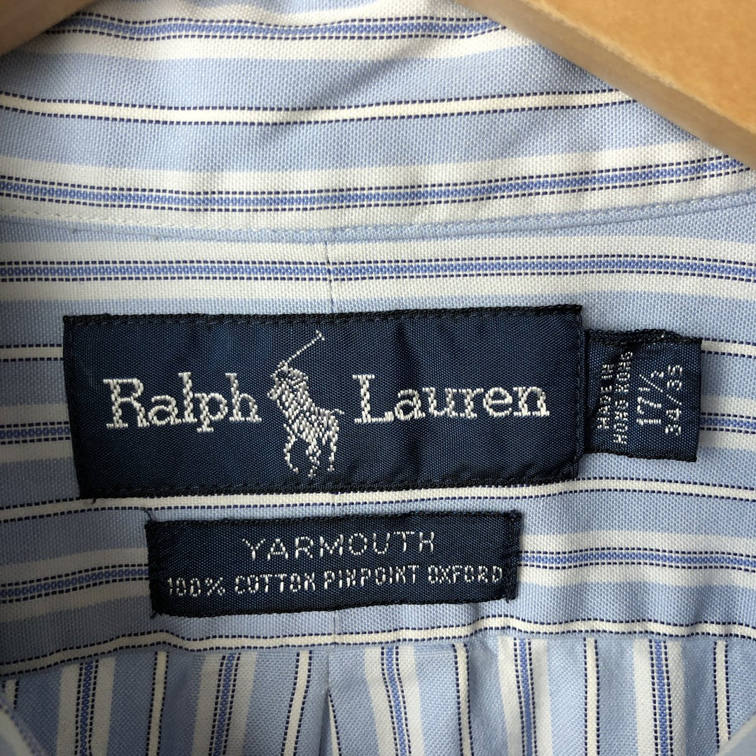 Ralph Lauren YARMOUTH Multi-stripe Long Sleeve Button-down Striped Shirt Men's XL cotton Blue type light blue Vintage Second Hand