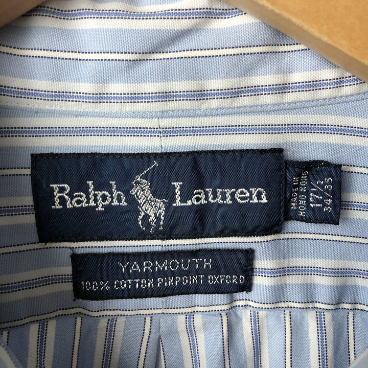 Ralph Lauren YARMOUTH Multi-stripe Long Sleeve Button-down Striped Shirt Men's XL cotton Blue type light blue Vintage Second Hand