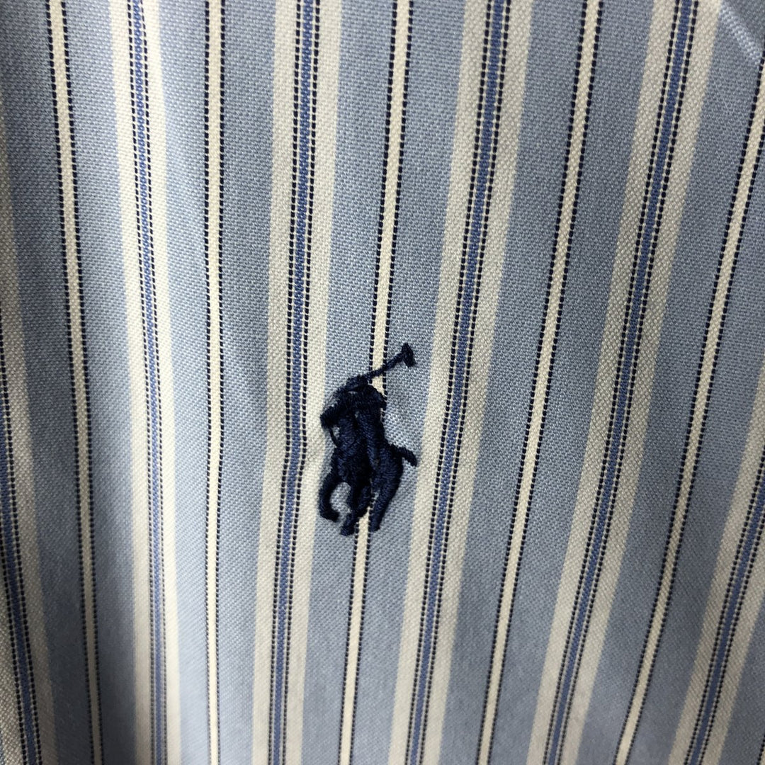 Ralph Lauren YARMOUTH Multi-stripe Long Sleeve Button-down Striped Shirt Men's XL cotton Blue type light blue Vintage Second Hand