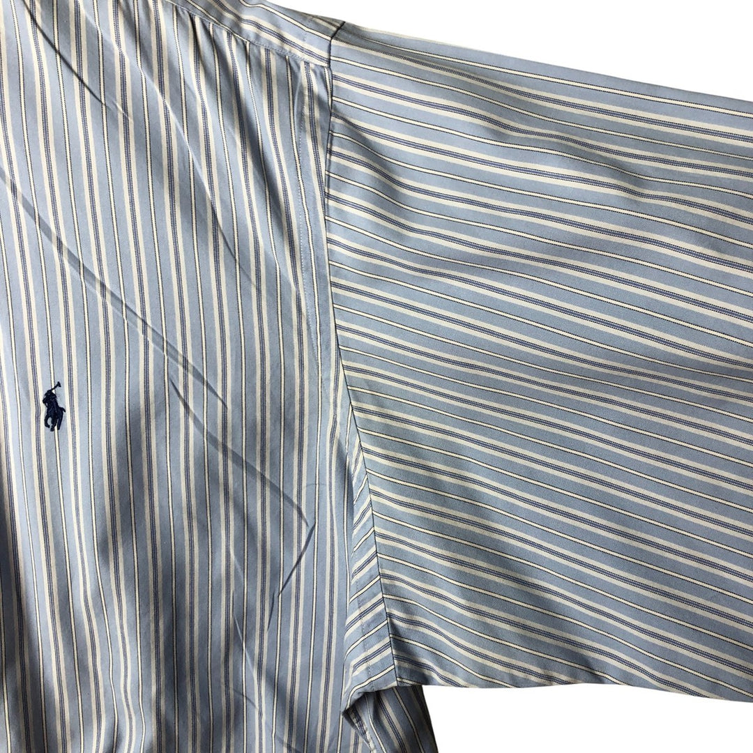 Ralph Lauren YARMOUTH Multi-stripe Long Sleeve Button-down Striped Shirt Men's XL cotton Blue type light blue Vintage Second Hand
