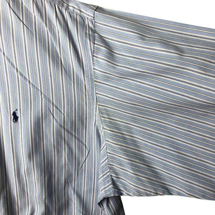 Ralph Lauren YARMOUTH Multi-stripe Long Sleeve Button-down Striped Shirt Men's XL cotton Blue type light blue Vintage Second Hand