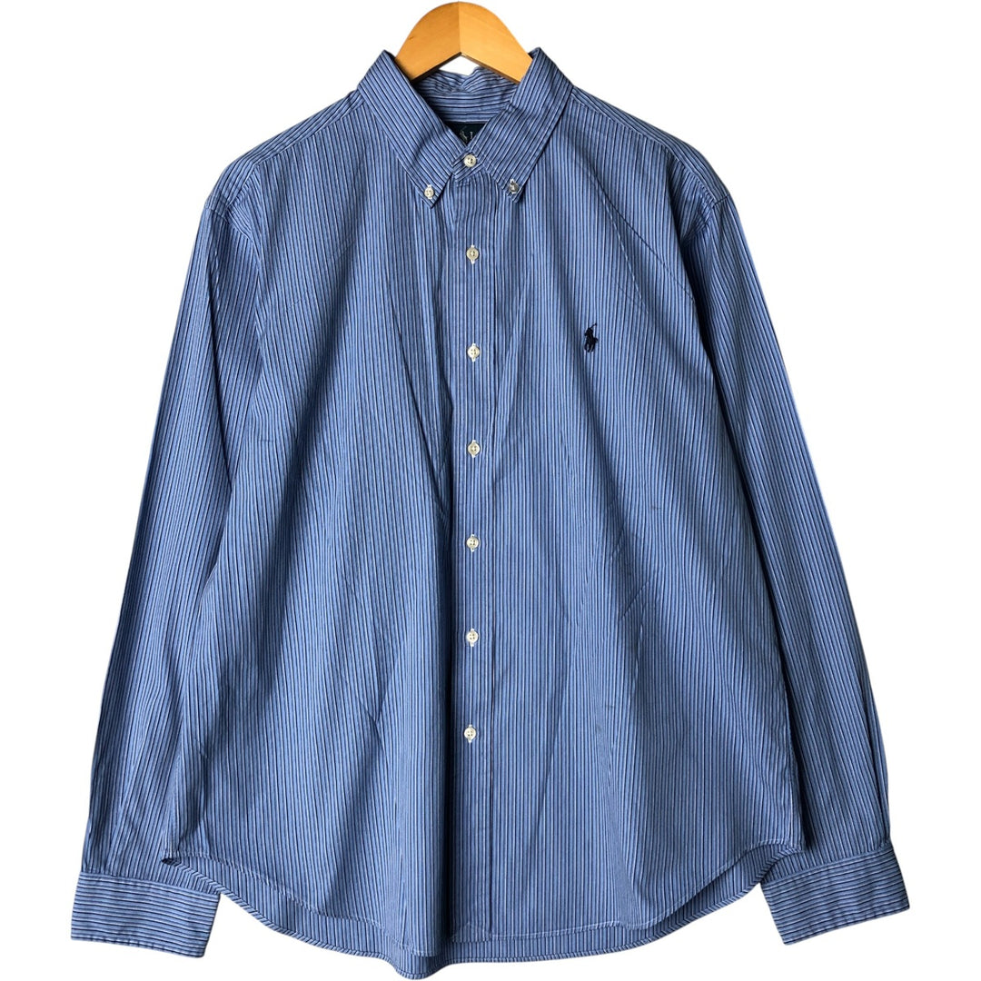 Ralph Lauren Classic Fit Long Sleeve Button Down Striped Shirt Men's XL cotton Blue type light blue Vintage Second Hand