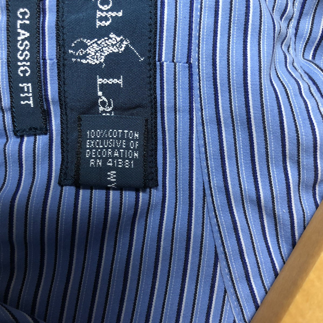 Ralph Lauren Classic Fit Long Sleeve Button Down Striped Shirt Men's XL cotton Blue type light blue Vintage Second Hand