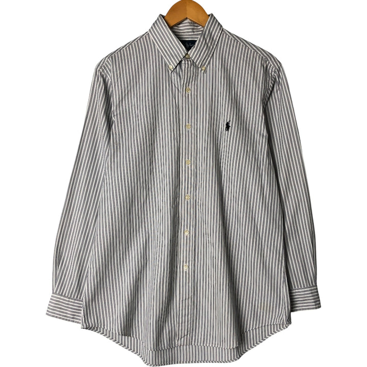 Ralph Lauren CUSTOM FIT long sleeve button down striped shirt men's size L cotton white type Vintage Second Hand