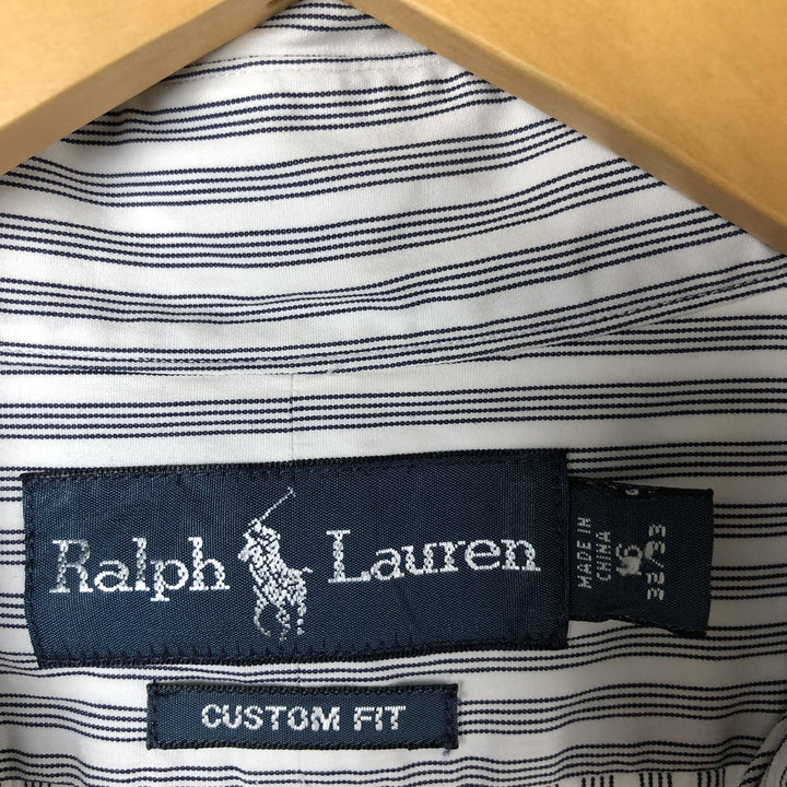 Ralph Lauren CUSTOM FIT long sleeve button down striped shirt men's size L cotton white type Vintage Second Hand