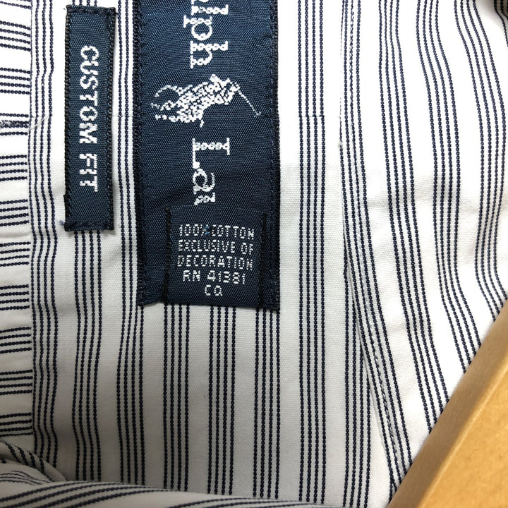 Ralph Lauren CUSTOM FIT long sleeve button down striped shirt men's size L cotton white type Vintage Second Hand