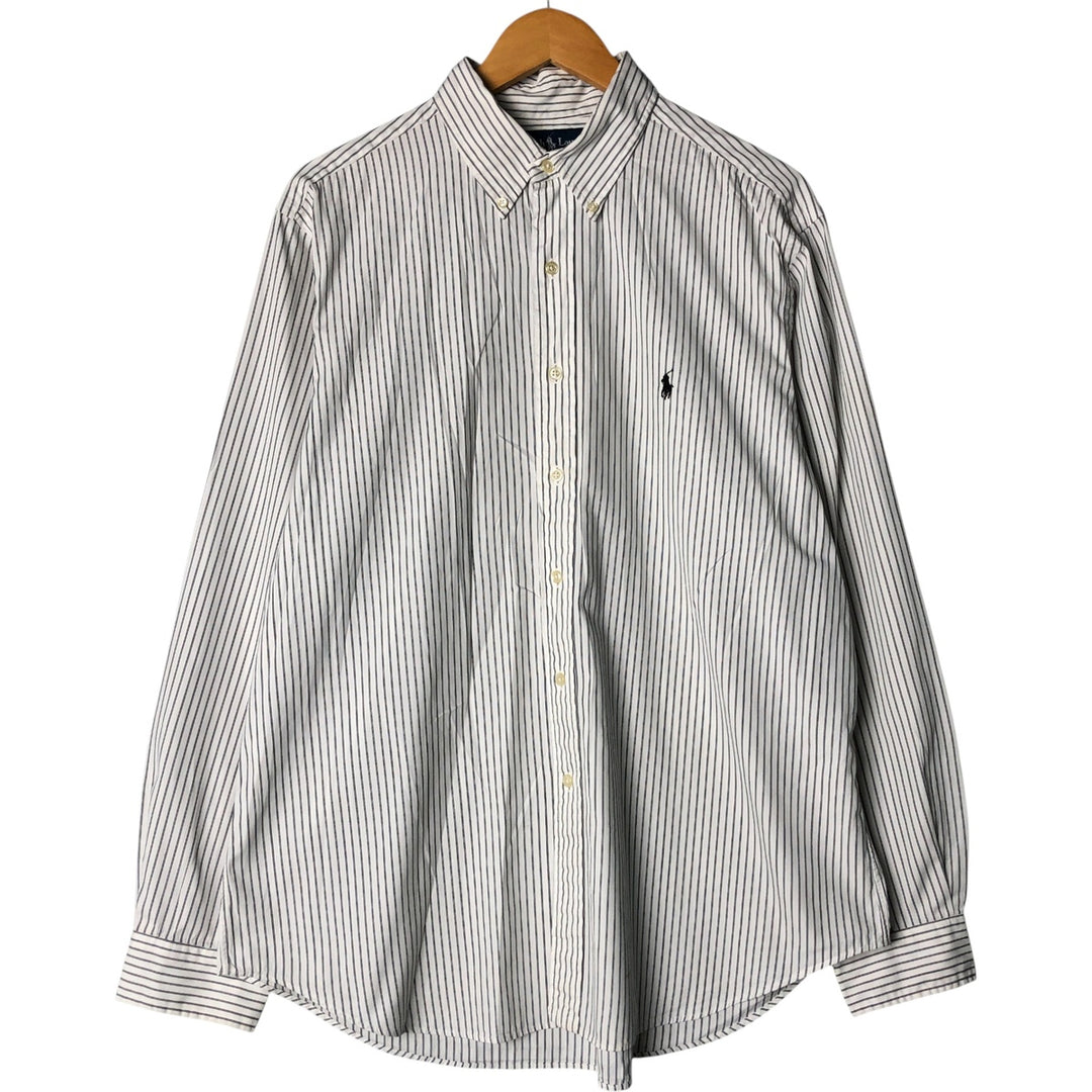 Ralph Lauren Classic Fit Long Sleeve Button Down Striped Shirt Men's XL cotton white type Vintage Second Hand