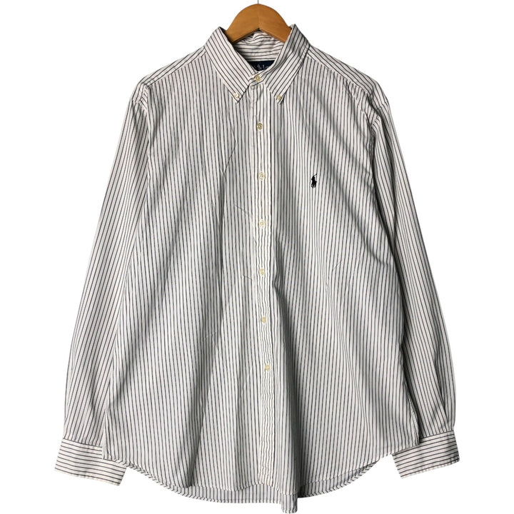 Ralph Lauren Classic Fit Long Sleeve Button Down Striped Shirt Men's XL cotton white type Vintage Second Hand