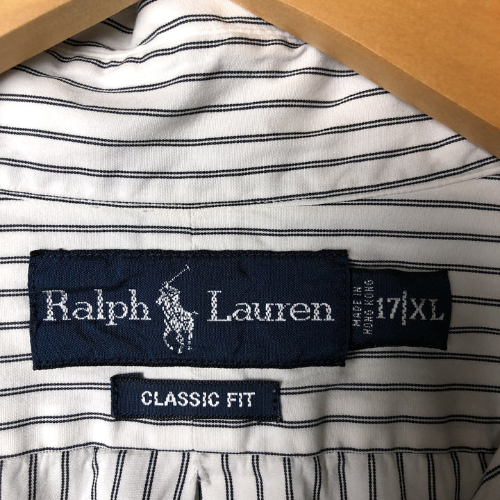 Ralph Lauren Classic Fit Long Sleeve Button Down Striped Shirt Men's XL cotton white type Vintage Second Hand