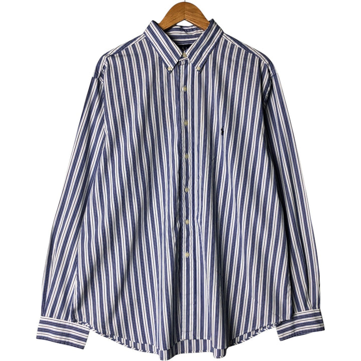 Ralph Lauren Classic Fit Long Sleeve Button Down Striped Shirt Men's XL unclear blue type Vintage Second Hand