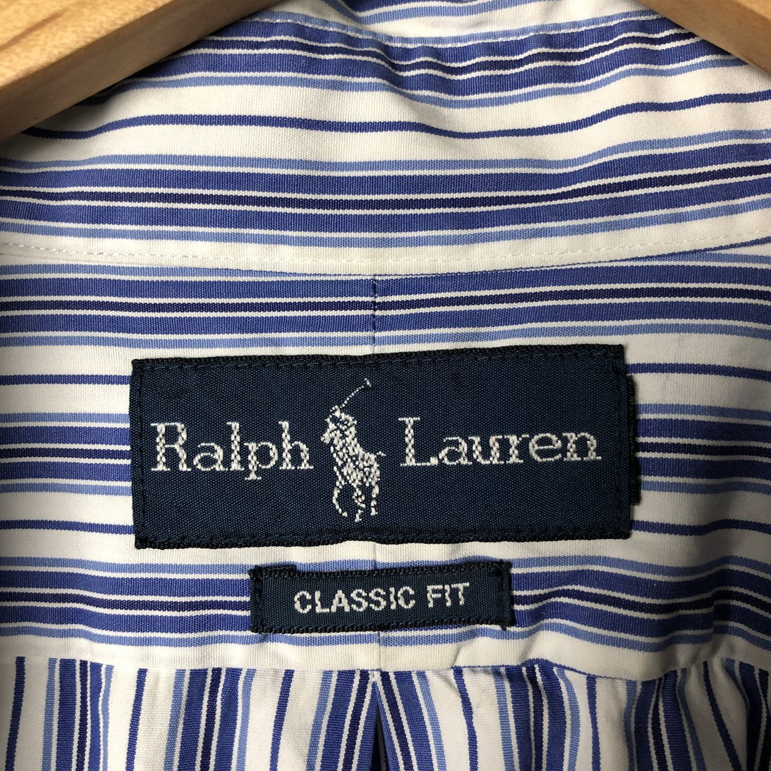 Ralph Lauren Classic Fit Long Sleeve Button Down Striped Shirt Men's XL unclear blue type Vintage Second Hand