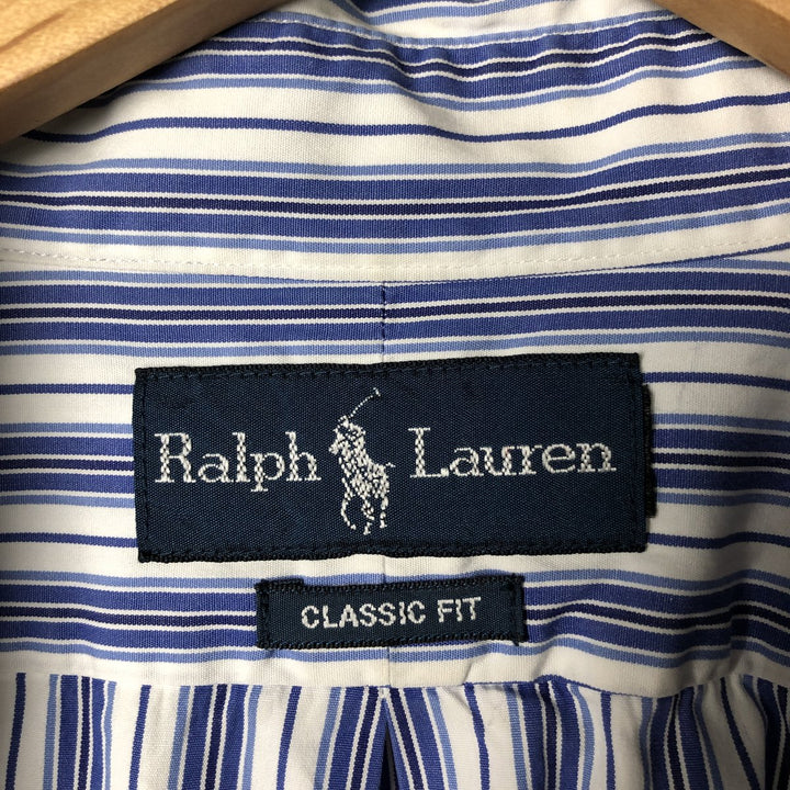 Ralph Lauren Classic Fit Long Sleeve Button Down Striped Shirt Men's XL unclear blue type Vintage Second Hand