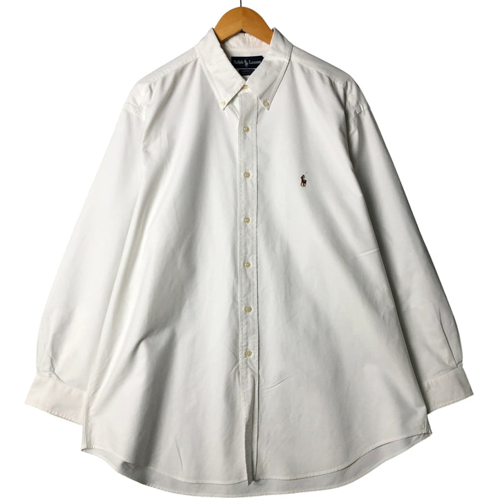 Ralph Lauren YARMOUTH long sleeve button down shirt, men's XL size cotton white type Vintage Second Hand