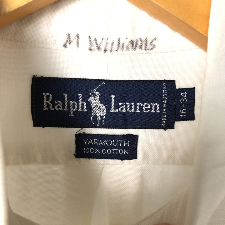 Ralph Lauren YARMOUTH long sleeve button down shirt, men's size L cotton white type Vintage Second Hand