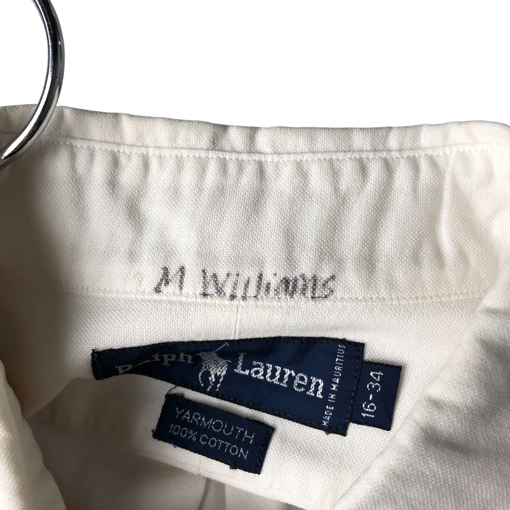 Ralph Lauren YARMOUTH long sleeve button down shirt, men's size L cotton white type Vintage Second Hand