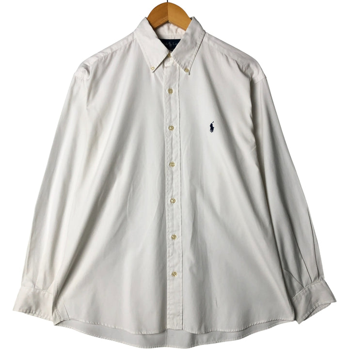Ralph Lauren YARMOUTH long sleeve button down shirt, men's size M cotton white type Vintage Second Hand